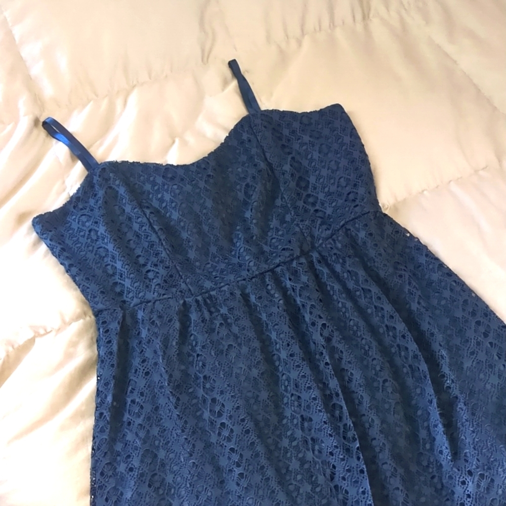🆕 MAURICE'S Navy Blue Lace Thin strap DRESS Sz XXL 👗   NEW NWT